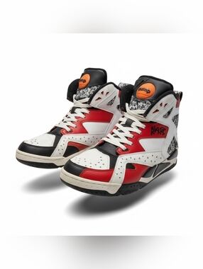 Rare Reebok High Top Pump Blacktop Battleground White Black & Red Mens Size 14
